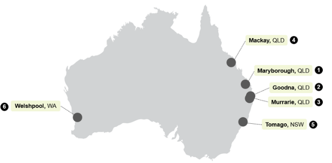 Map of CR's Australian offices